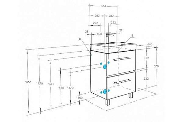 1A2050K1RSC20 Набор: 1A205001RSC20 Тумба-умывальник Ронда 60/ 1WH302082 Умывальник Тигода 60