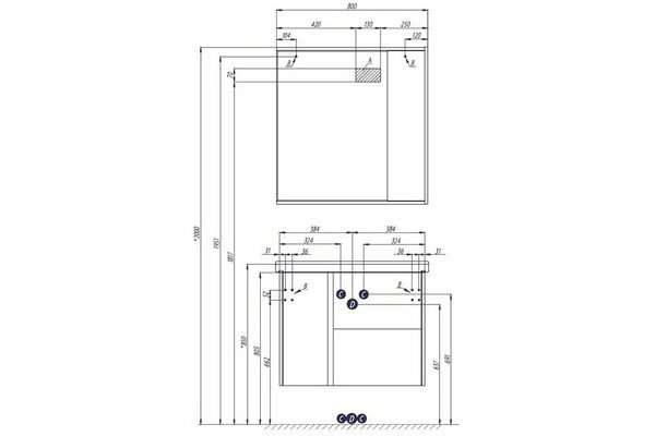 Зеркальный шкаф Акватон Стоун 80x83 1A228302SX850 арлингтон сосна