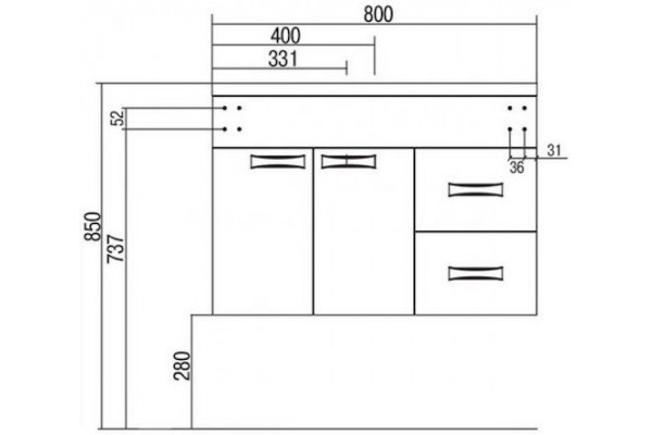 1A1678K2DR010 Набор: 1A167801DR010 Тумба-умывальник Диор 80 / 1A722931AG010 Раковина Айрис 80