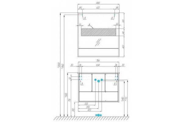 Зеркальный шкаф Акватон Ривьера 80x85 1A239102RVX20