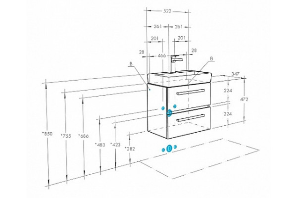 1A2076K1RSC20 Набор: 1A207601RSC20 Тумба-умывальник Ронда 55 мини/ 1WH302127 Умывальник Тигода 55 мини