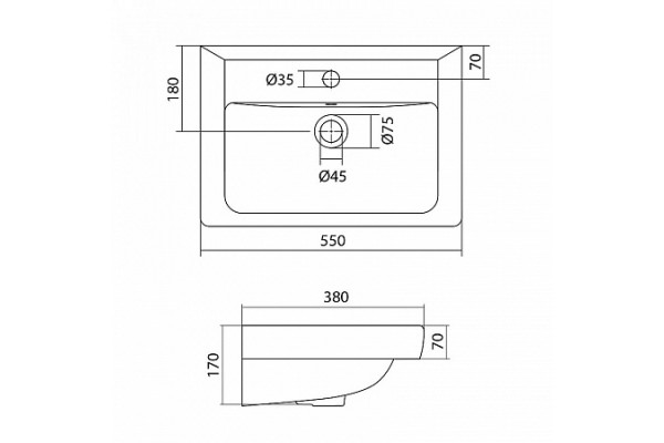 1A2076K1RSC20 Набор: 1A207601RSC20 Тумба-умывальник Ронда 55 мини/ 1WH302127 Умывальник Тигода 55 мини
