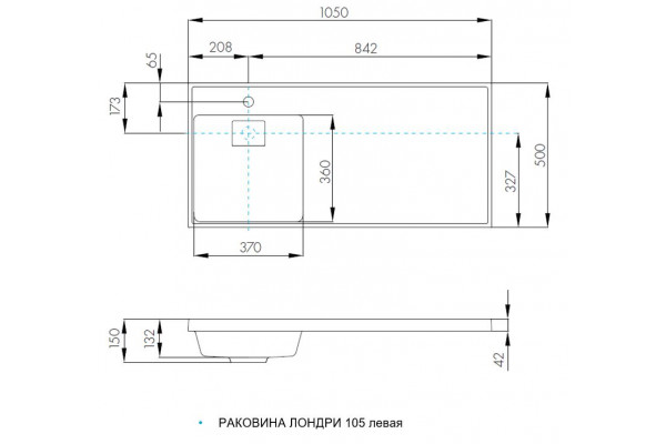 1A2360K1LH010 Набор: 1A236001LH010 Тумба-умывальник Лондри 40/ 1A72833KLH01L Раковина Лондри 105 левая, бел.