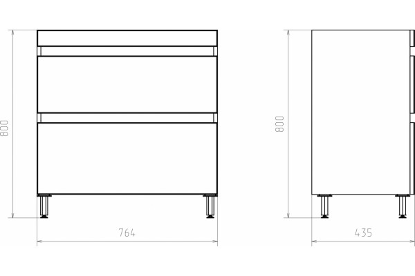 Тумба с раковиной ASB-Mebel Коста 80 светлый орех, с ящиками,  в современном стиле