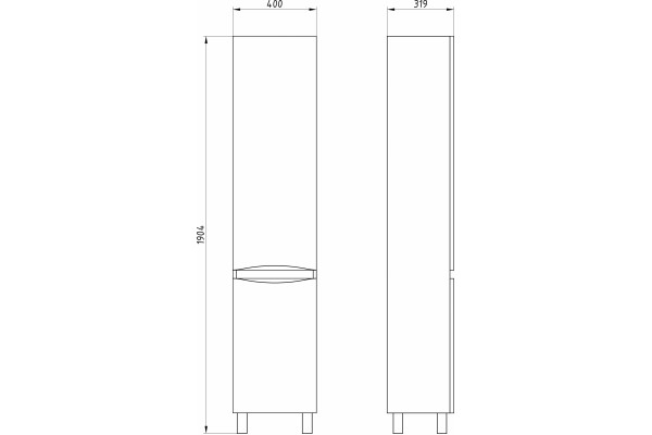 Шкаф-пенал ASB-Mebel Коста 40 R, ясень белый, с дверками, правый