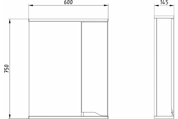 Зеркало-шкаф ASB-Mebel Бари 60-2.2 с полками, прямоугольное, с доводчиками