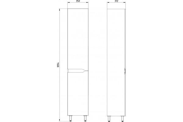 Шкаф-пенал ASB-Mebel Бари 35 R белый с дверками, правый