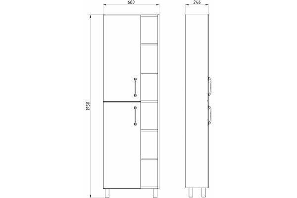 Шкаф-пенал ASB-Mebel Адель 60 белый, дуб сонома, матовый