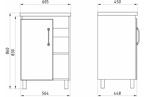 Тумба для комплекта ASB-Mebel Адель 60 белая, дуб сонома, матовая