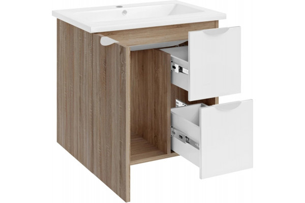 Тумба с раковиной ASB-Mebel Лавре 60 дуб бардолино, белый, подвесная, матовая