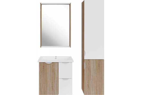 Тумба с раковиной ASB-Mebel Лавре 60 дуб бардолино, белый, подвесная, матовая