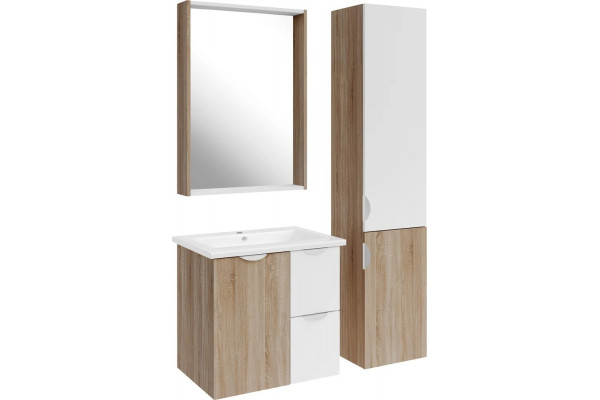 Тумба с раковиной ASB-Mebel Лавре 60 дуб бардолино, белый, подвесная, матовая