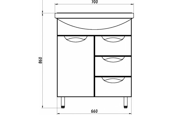 Мебель для ванной ASB-Mebel Мессина 70 с подсветкой, ручки хром