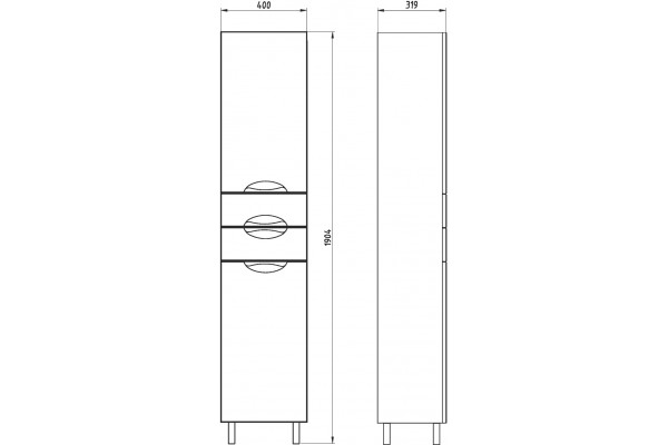 Шкаф-пенал ASB-Mebel Мессина 40 R напольный, правый, с доводчиками