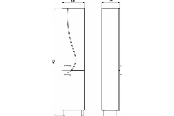 Шкаф-пенал ASB-Mebel Альфа 40 белый ясень с дверками, правый