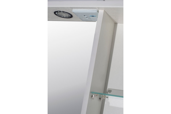Зеркало-шкаф ASB-Mebel Альфа 65 R белый ясень с полками, правое