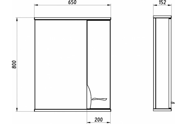 Зеркало-шкаф ASB-Mebel Альфа 65 R белый ясень с полками, правое