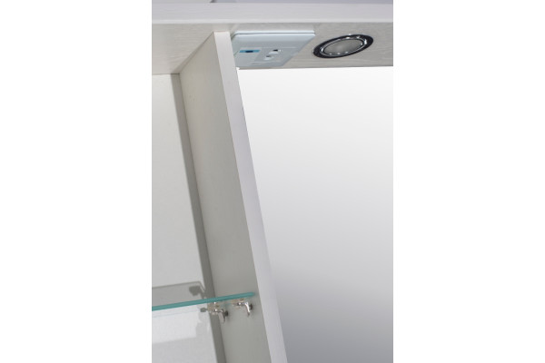 Зеркало-шкаф ASB-Mebel Альфа 65 L белый ясень с полками, левое
