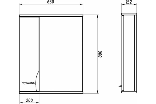 Зеркало-шкаф ASB-Mebel Альфа 65 L белый ясень с полками, левое