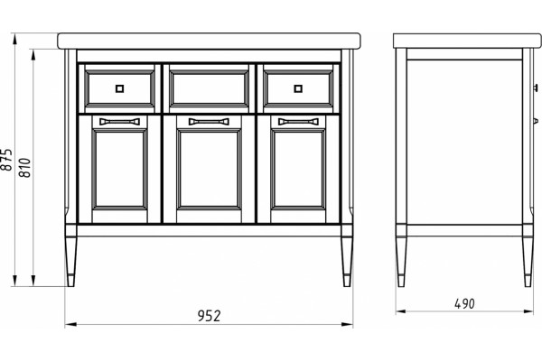 Мебель для ванной ASB-Woodline Гранда 105 напольная, ручки серебро
