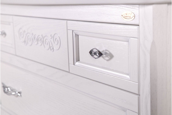Тумба для комплекта ASB-Woodline Модерн 105 белая, патина серебро, напольная, матовая