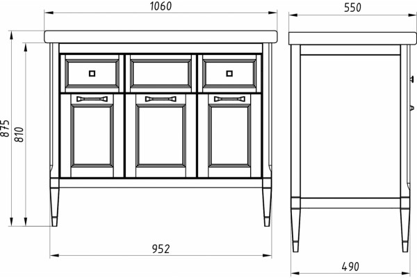 Тумба с раковиной ASB-Woodline Гранда 105 зеленая, матовая, ручки серебро