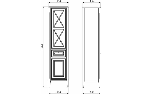 Шкаф-пенал ASB-Woodline Монте 40 R, бежевый, матовый, правый
