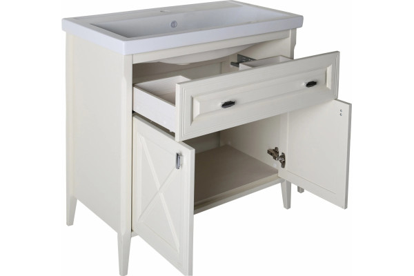 Тумба с раковиной ASB-Woodline Монте 80 бежевая, матовая, с доводчиками