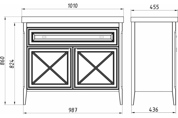 Мебель для ванной ASB-Woodline Монте 100 бежевая матовая, с доводчиками