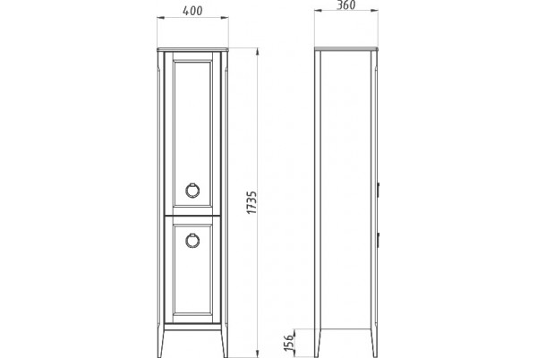 Шкаф-пенал ASB-Woodline Рома R напольный, с дверками, правый