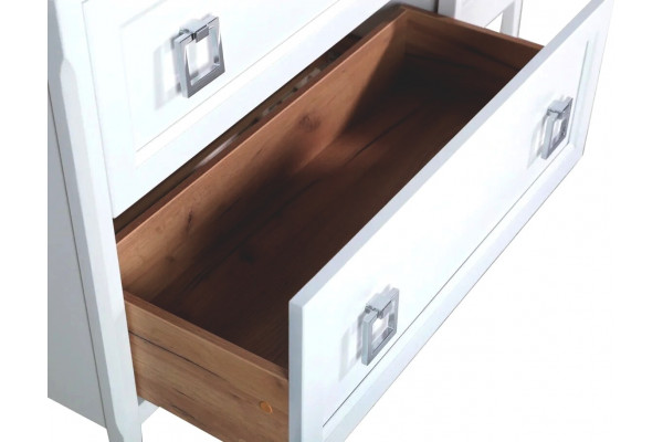 Тумба с раковиной ASB-Woodline Рома 100П подвесная, белая, с ящиками, с доводчиками