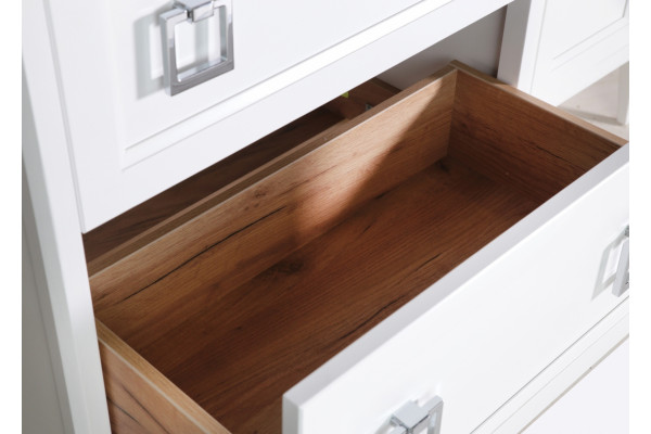 Тумба с раковиной ASB-Woodline Рома 80Н напольная, белая, с ящиками, ручки хром