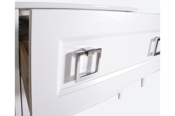 Тумба с раковиной ASB-Woodline Рома 80Н напольная, белая, с ящиками, ручки хром