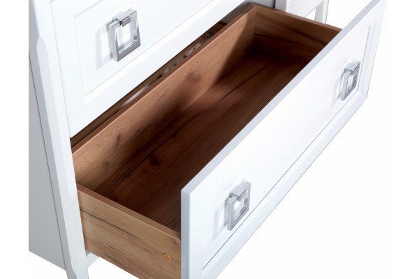 Тумба с раковиной ASB-Woodline Рома 80П подвесная, белая, с ящиками, ручки хром