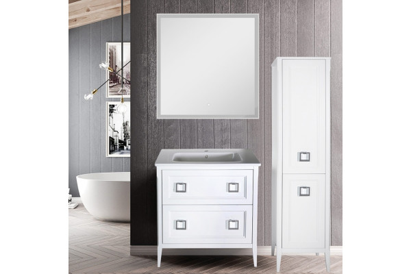 Мебель для ванной ASB-Woodline Рома 80Н напольная, белая, с ящиками, с доводчиками