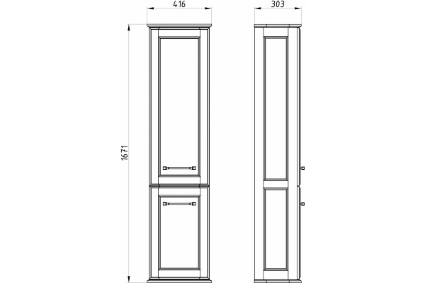 Шкаф-пенал ASB-Woodline Венеция 40 белый, патина серебро, подвесной, с дверками