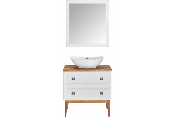 Мебель для ванной ASB-Woodline Каталина 80 белая напольная, с ящиками