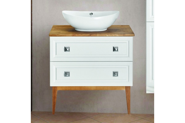 Тумба с раковиной ASB-Woodline Каталина 80 белая, напольная, с ящиками