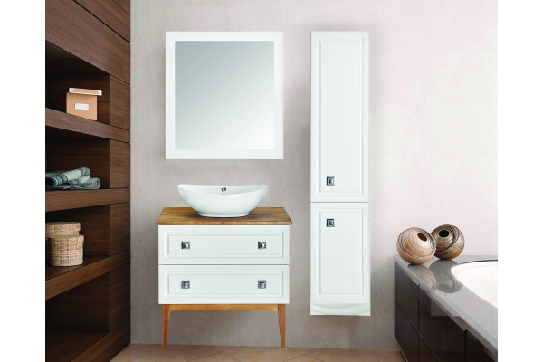 Тумба с раковиной ASB-Woodline Каталина 80 белая, напольная, с ящиками