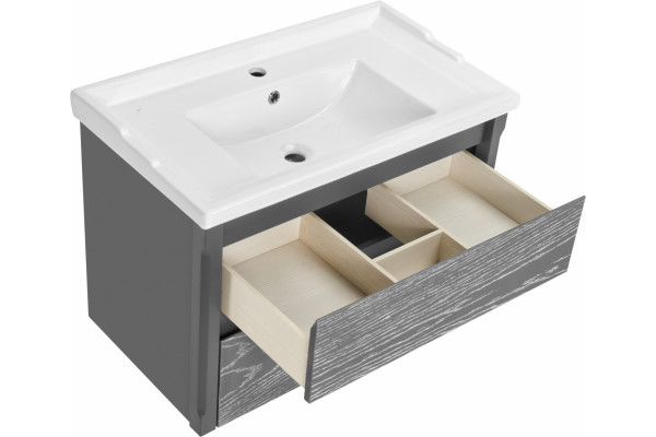 Мебель для ванной ASB-Woodline Лорена 80 grigio подвесная, с ящиками