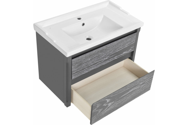 Мебель для ванной ASB-Woodline Лорена 80 grigio подвесная, с ящиками