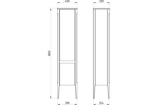 Шкаф-пенал ASB-Woodline Лорена 40 белый/бежеый напольный, с дверками