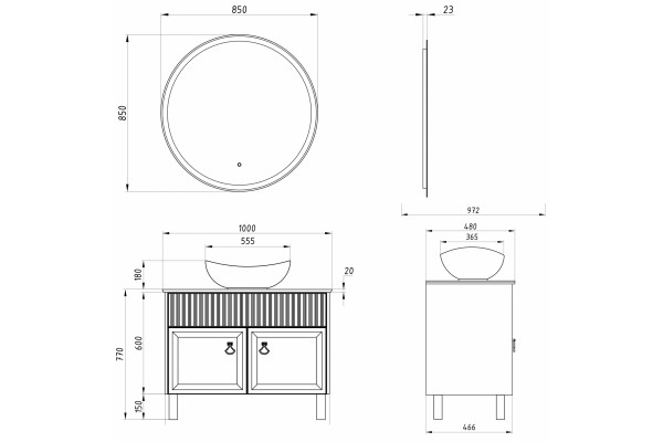Мебель для ванной ASB-Woodline Риола 100 напольная, матовая
