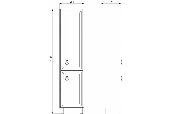 Шкаф-пенал ASB-Woodline Риола 40 с дверками, матовый, с доводчиками