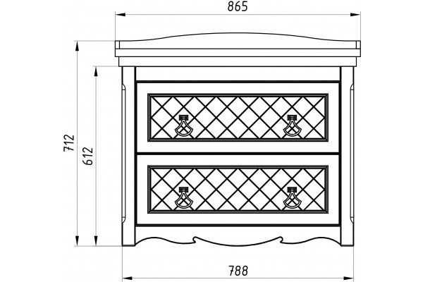 Тумба с раковиной ASB-Woodline Верано 85 слоновая кость, подвесная, с ящиками