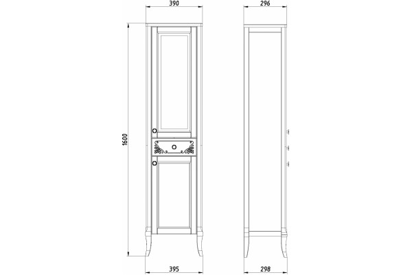 Шкаф-пенал ASB-Woodline Салерно 40 напольный, матовый, правый