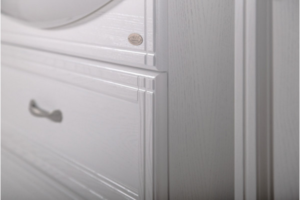 Мебель для ванной ASB-Woodline Берта 85 белая, патина серебро, напольная, с доводчиками