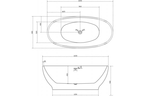 Акриловая ванна Abber AB9207MB 165x80 овальная, отдельностоящая, объем 160 л.