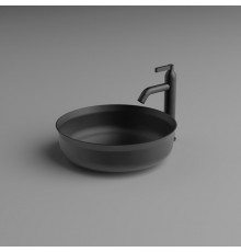 AGAPE UNDICI INOX Раковина Ø380 мм. для установки на столешницу без отверст для смесителя без перелива с донным клап нерж сталь отд Inox brushed