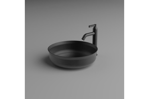 AGAPE UNDICI INOX Раковина Ø380 мм. для установки на столешницу без отверст для смесителя без перелива с донным клап нерж сталь отд Inox brushed ACER0380SP